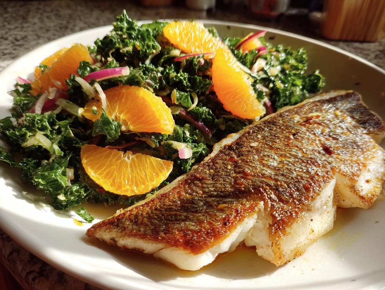 Snapper with Kale-Orange Salad