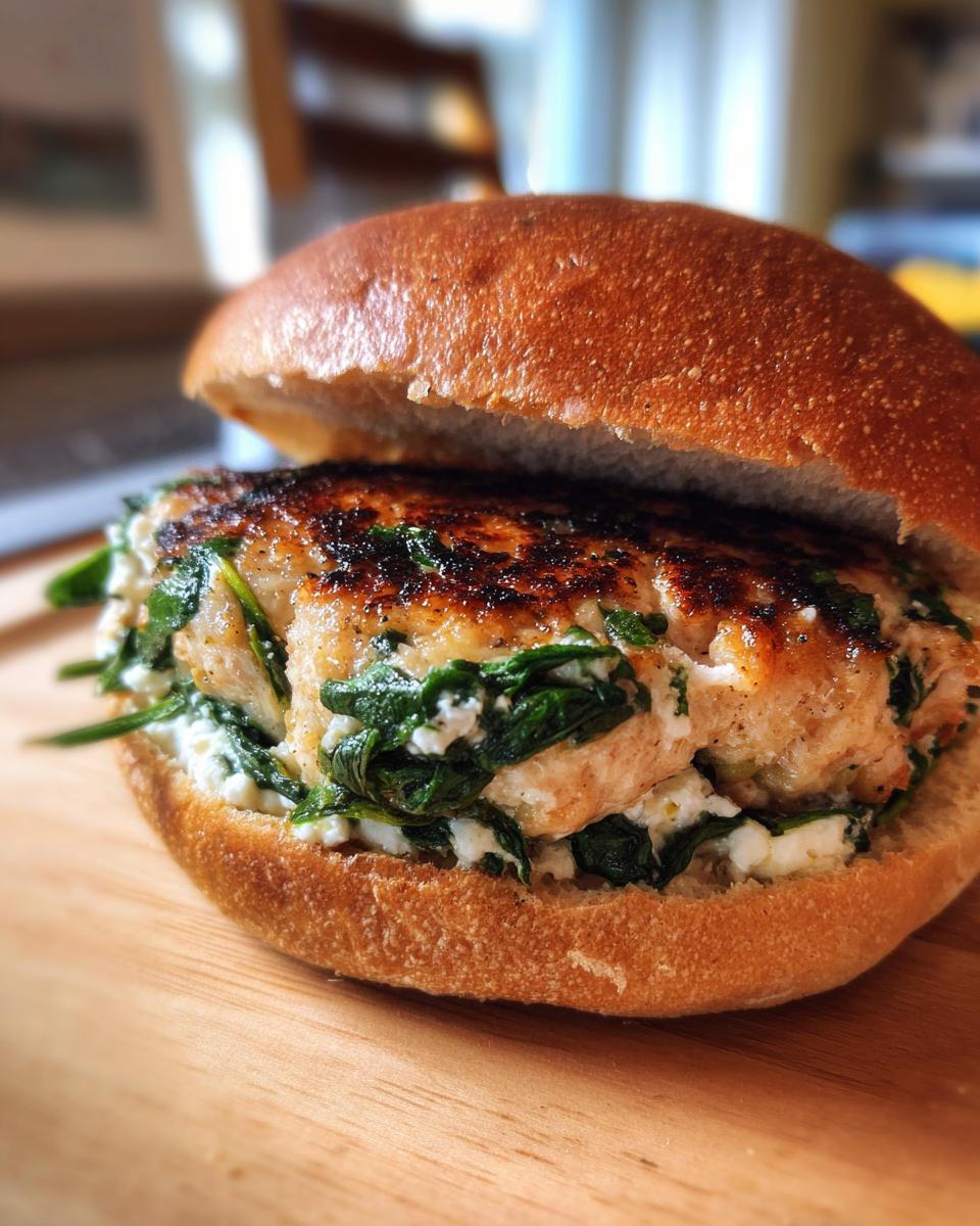 Spinach and Feta Chicken Burgers - detail 2