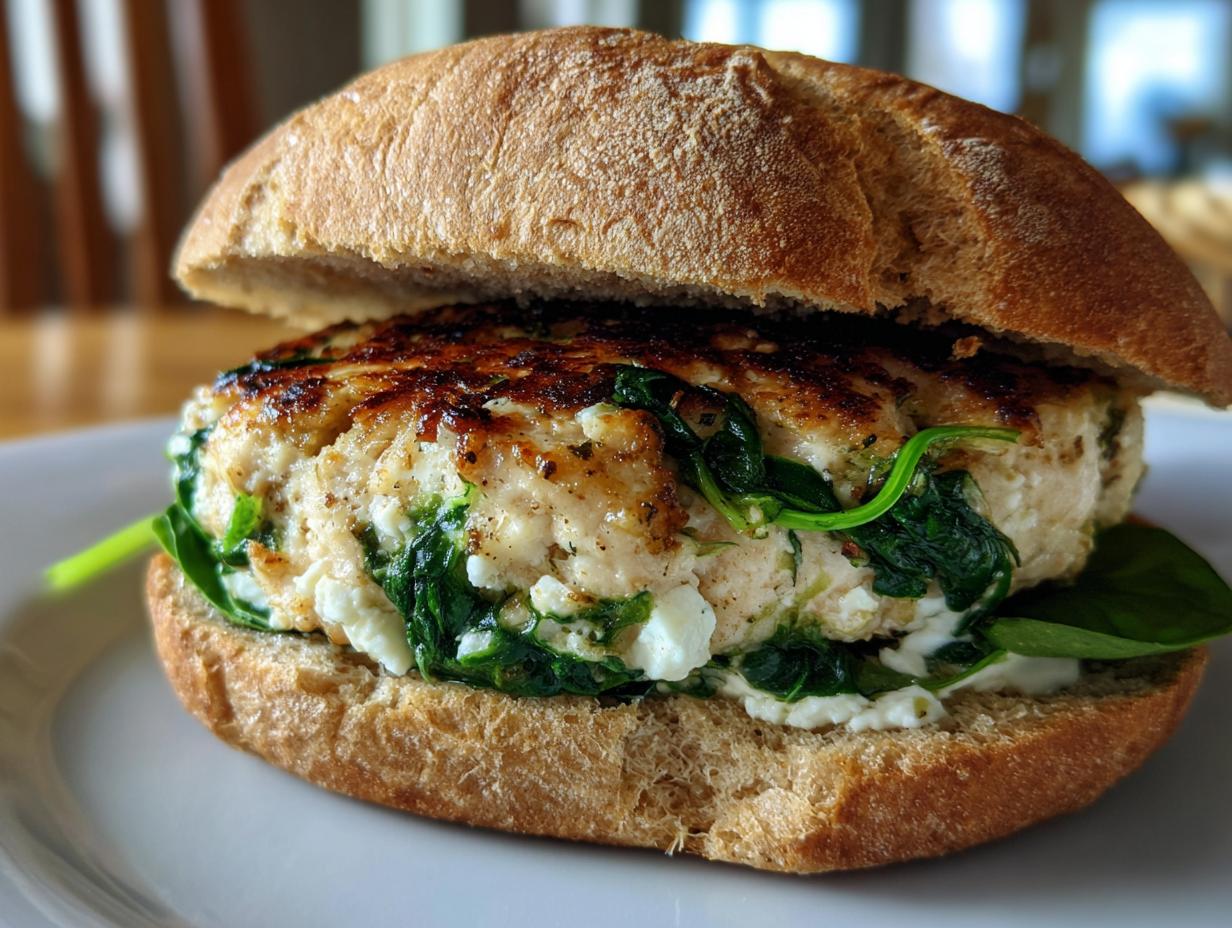 Spinach and Feta Chicken Burgers