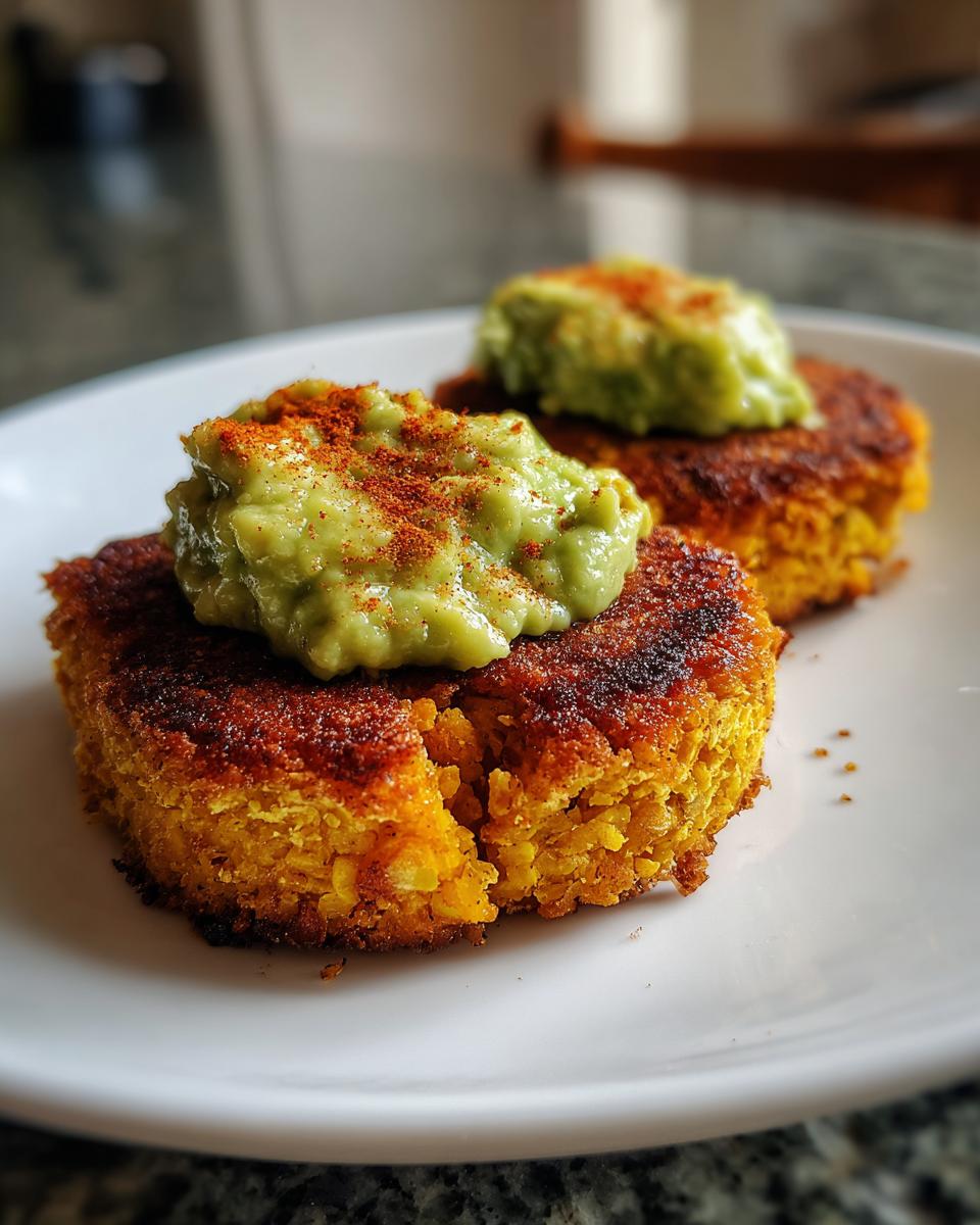 Vegan Chickpea Cakes with Mashed Avocado - detail 2