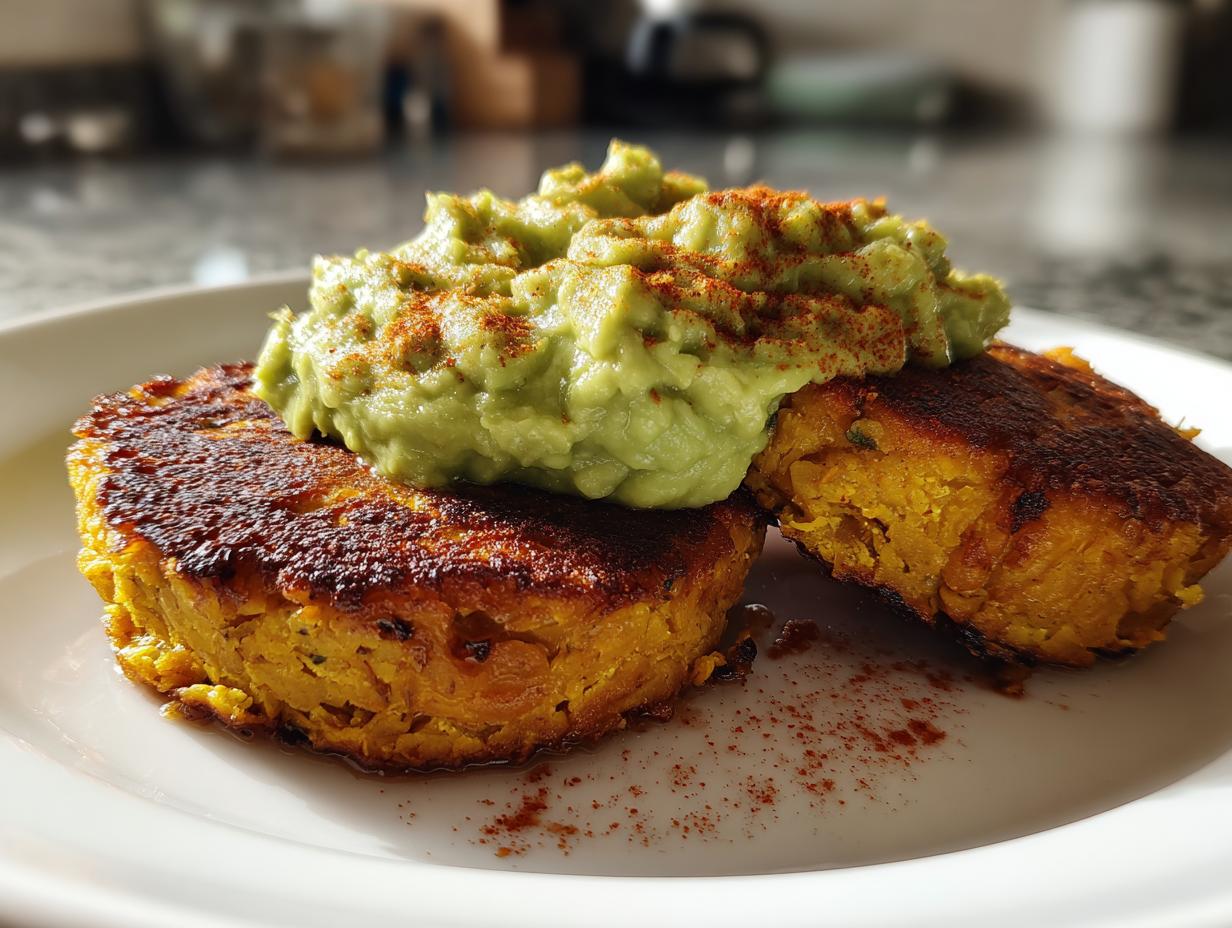 Vegan Chickpea Cakes with Mashed Avocado